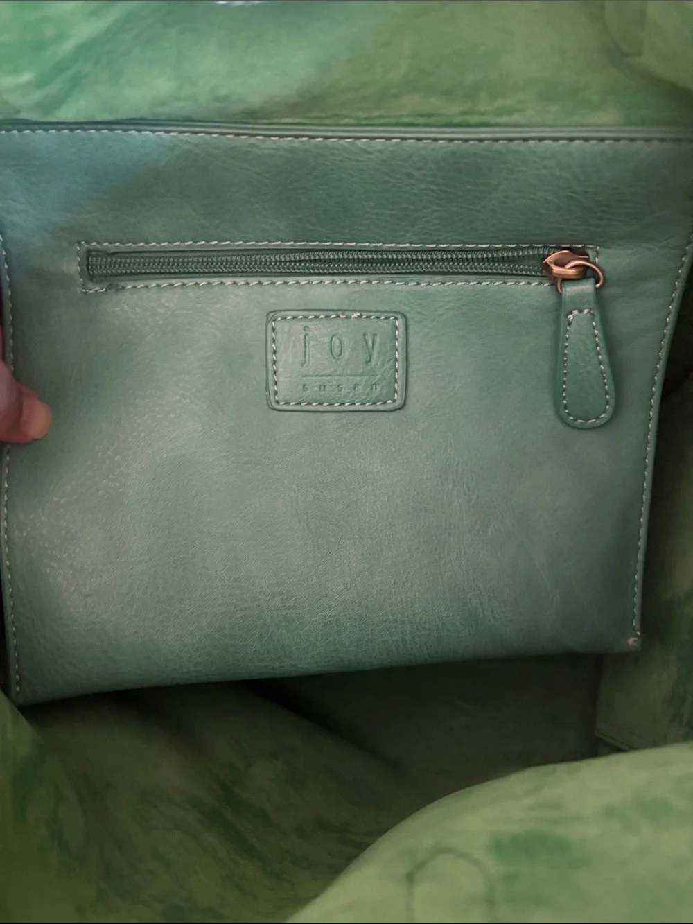 Green Leather Tote and Crossbody Bag Set